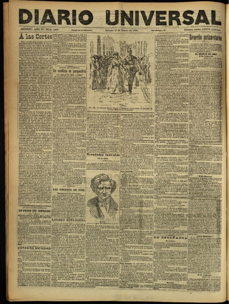 Miniatura de Diario Universal del 13 de enero de 1906, edición de noche