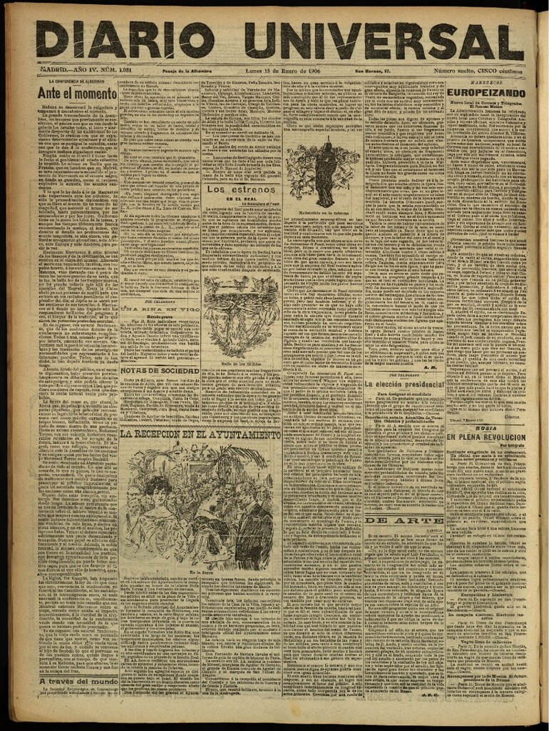 Miniatura de Diario Universal del 15 de enero de 1906, edición de noche