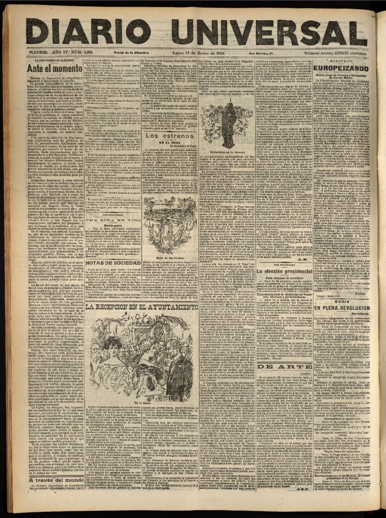 Miniatura de Diario Universal del 15 de enero de 1906, edición de tarde