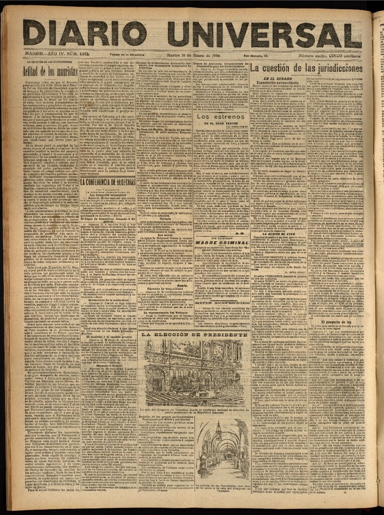 Miniatura de Diario Universal del 16 de enero de 1906, edición de tarde
