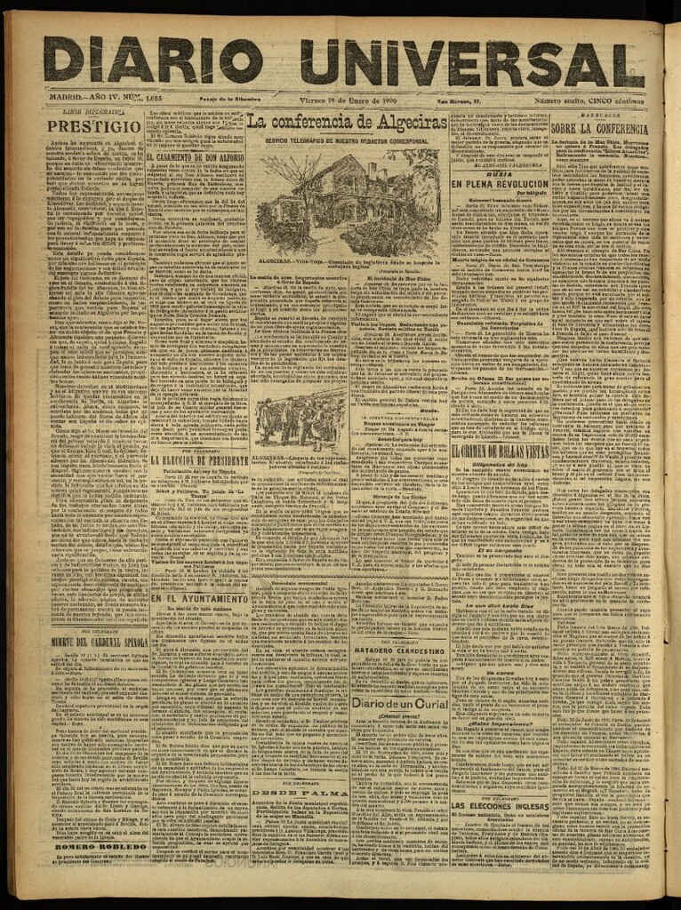 Miniatura de Diario Universal del 19 de enero de 1906, edición de noche
