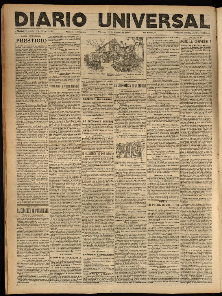 Miniatura de Diario Universal del 19 de enero de 1906, edición de tarde