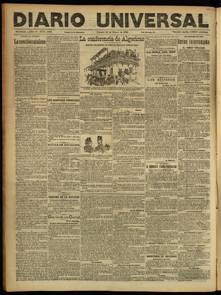 Miniatura de Diario Universal del 20 de enero de 1906, edición de noche