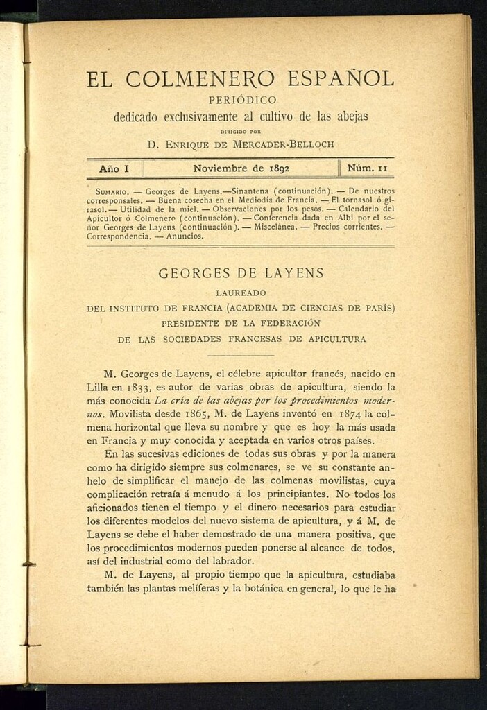 Miniatura de El Colmenero Español de noviembre de 1892