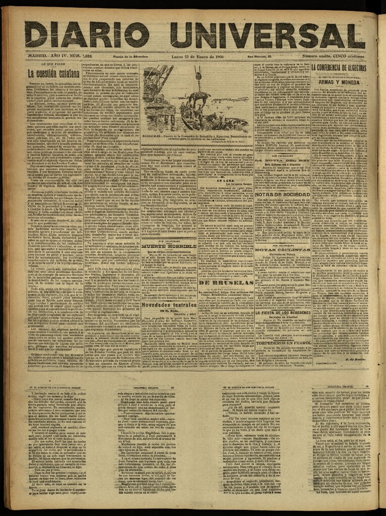 Miniatura de Diario Universal del 22 de enero de 1906, edición de noche