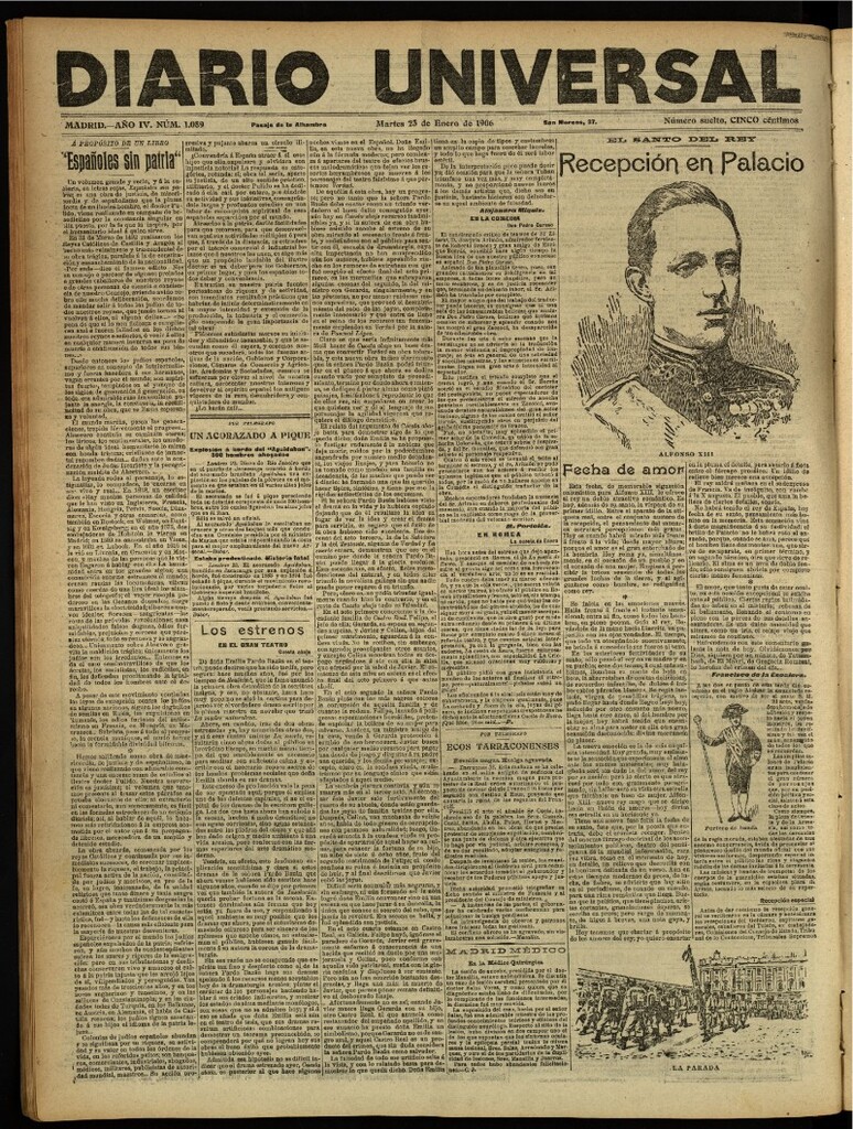 Miniatura de Diario Universal del 23 de enero de 1906, edición de noche