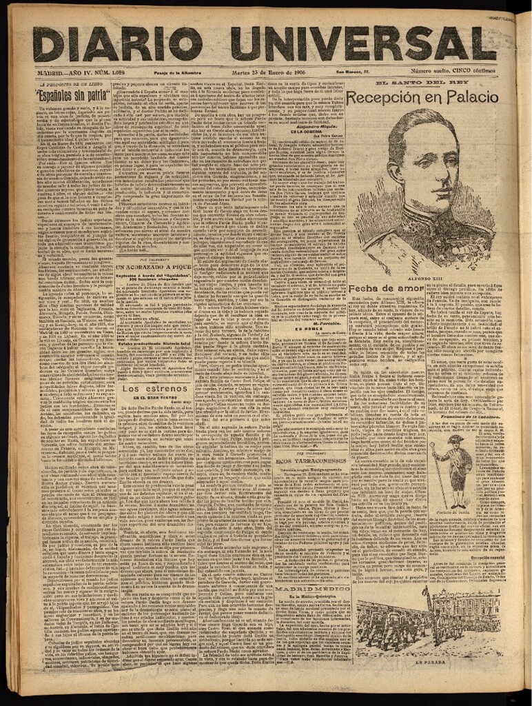 Miniatura de Diario Universal del 23 de enero de 1906, edición de tarde