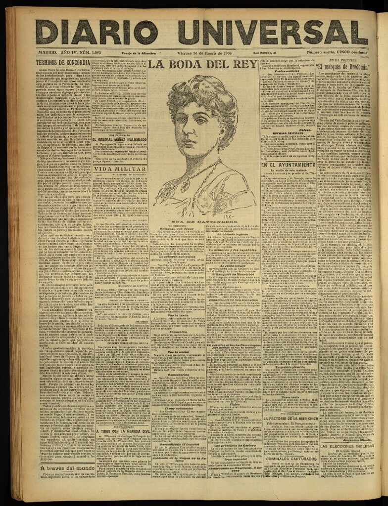 Miniatura de Diario Universal del 26 de enero de 1906, edición de noche