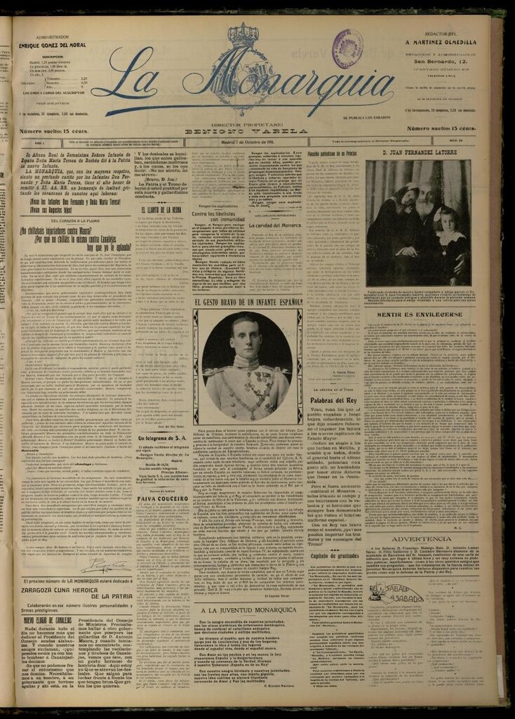 Miniatura de La Monarquía del 7 de octubre de 1911, nº 18