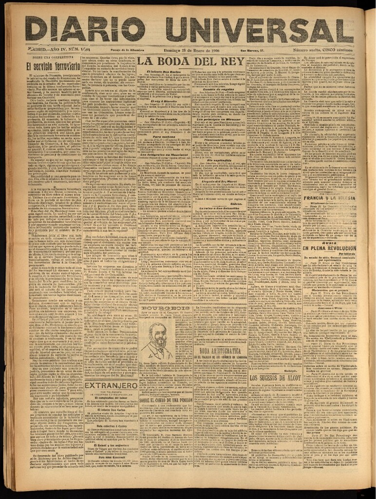 Miniatura de Diario Universal del 28 de enero de 1906, edición de tarde