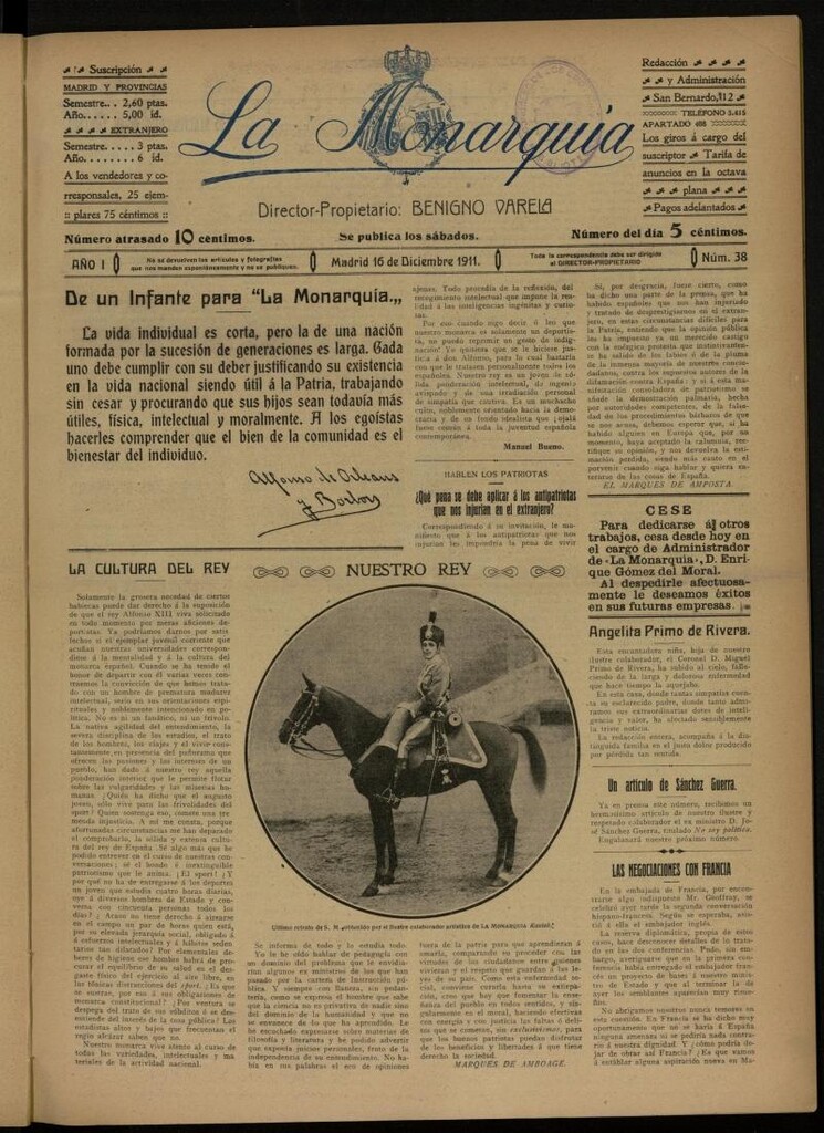 Miniatura de La Monarquía del 16 de diciembre de 1911, nº 38