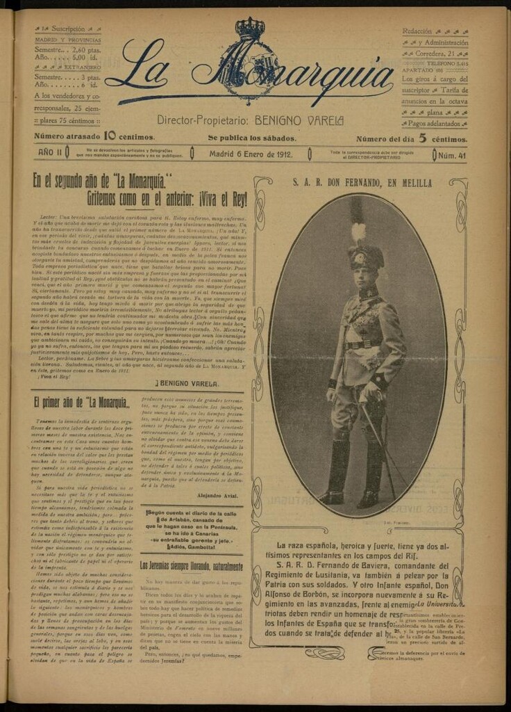Miniatura de La Monarquía del 6 de enero de 1912, nº 41