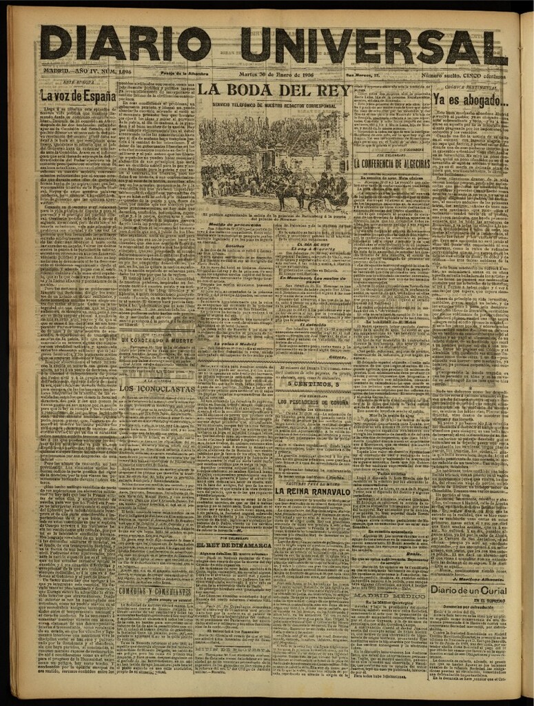 Miniatura de Diario Universal del 30 de enero de 1906, edición de noche