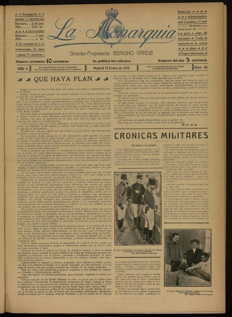 Miniatura de La Monarquía del 13 de enero de 1912, nº 42