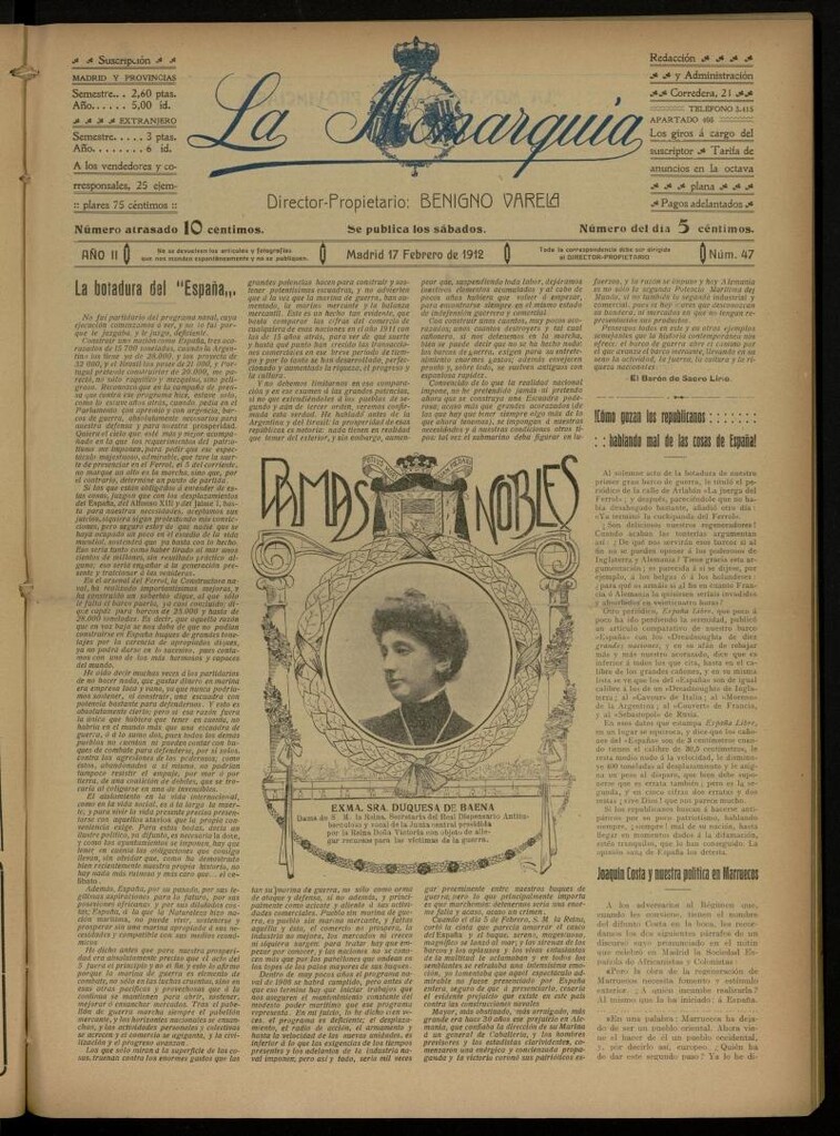 Miniatura de La Monarquía del 17 de febrero de 1912, nº 47