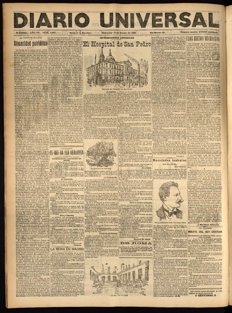 Miniatura de Diario Universal del 31 de enero de 1906, edición de tarde
