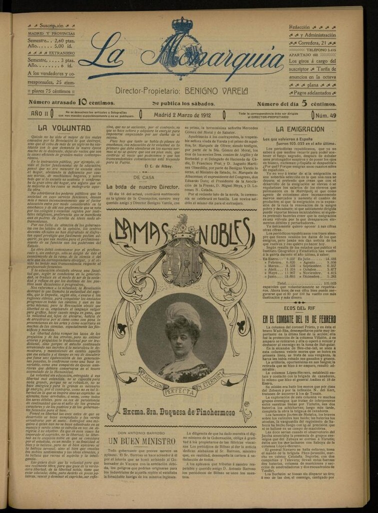 Miniatura de La Monarquía del 2 de marzo de 1912, nº 49