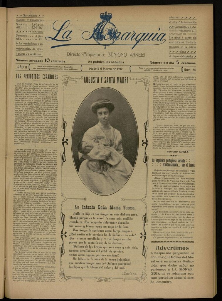Miniatura de La Monarquía del 9 de marzo de 1912, nº 50