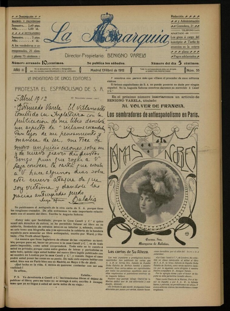 Miniatura de La Monarquía del 13 de abril de 1912, nº 55