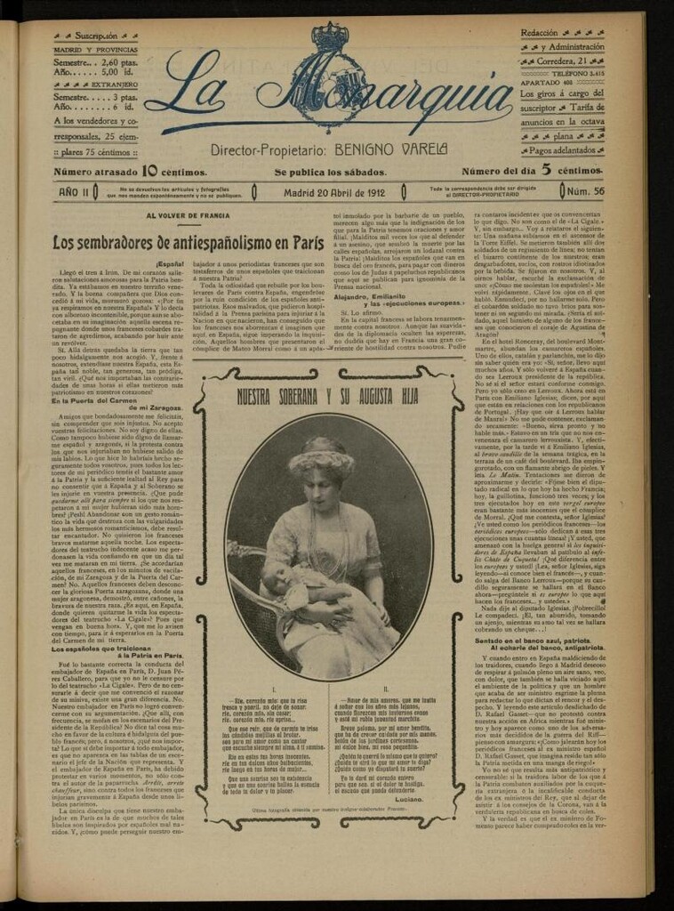 Miniatura de La Monarquía del 20 de abril de 1912, nº 56