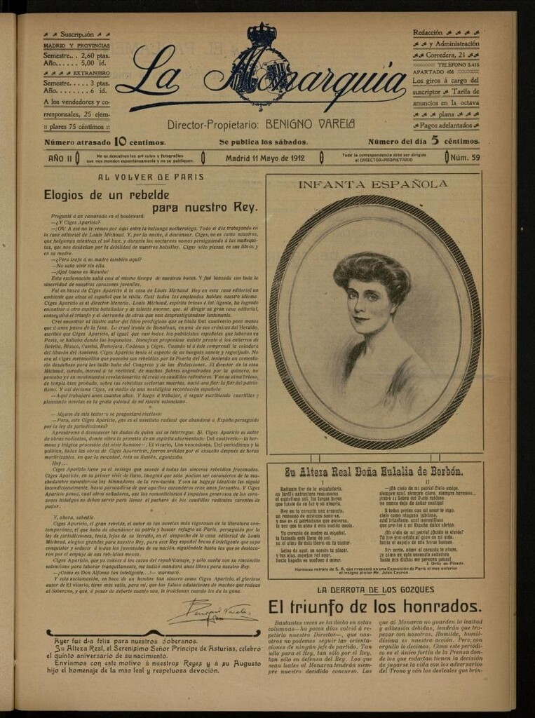 Miniatura de La Monarquía del 11 de mayo de 1912, nº 59