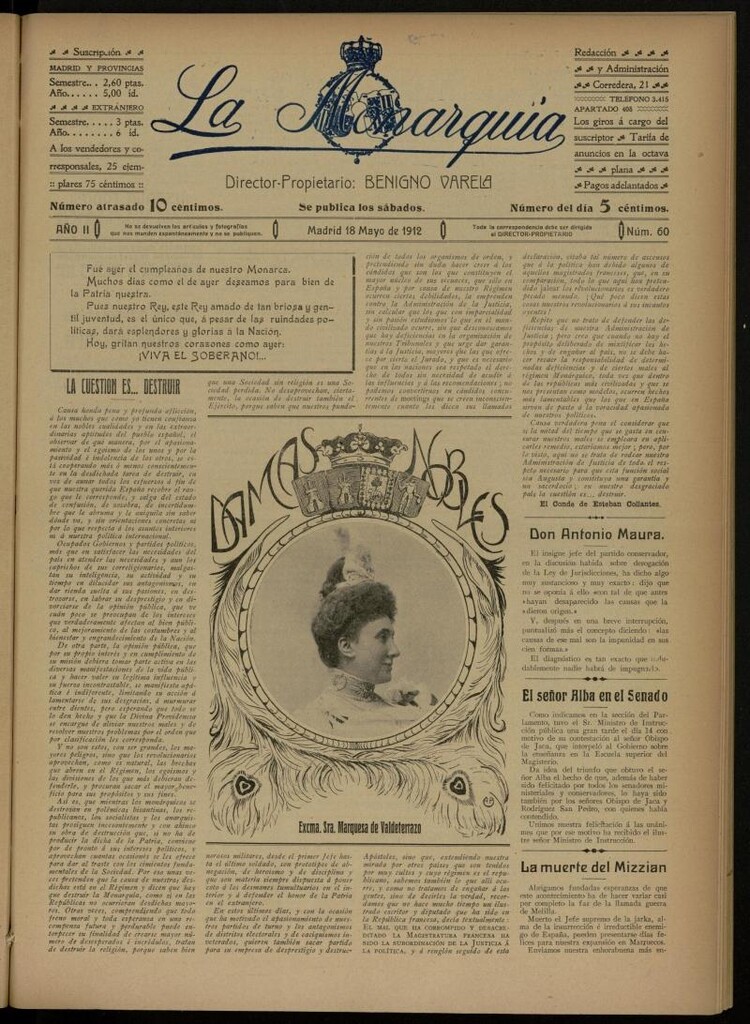 Miniatura de La Monarquía del 18 de mayo de 1912, nº 60