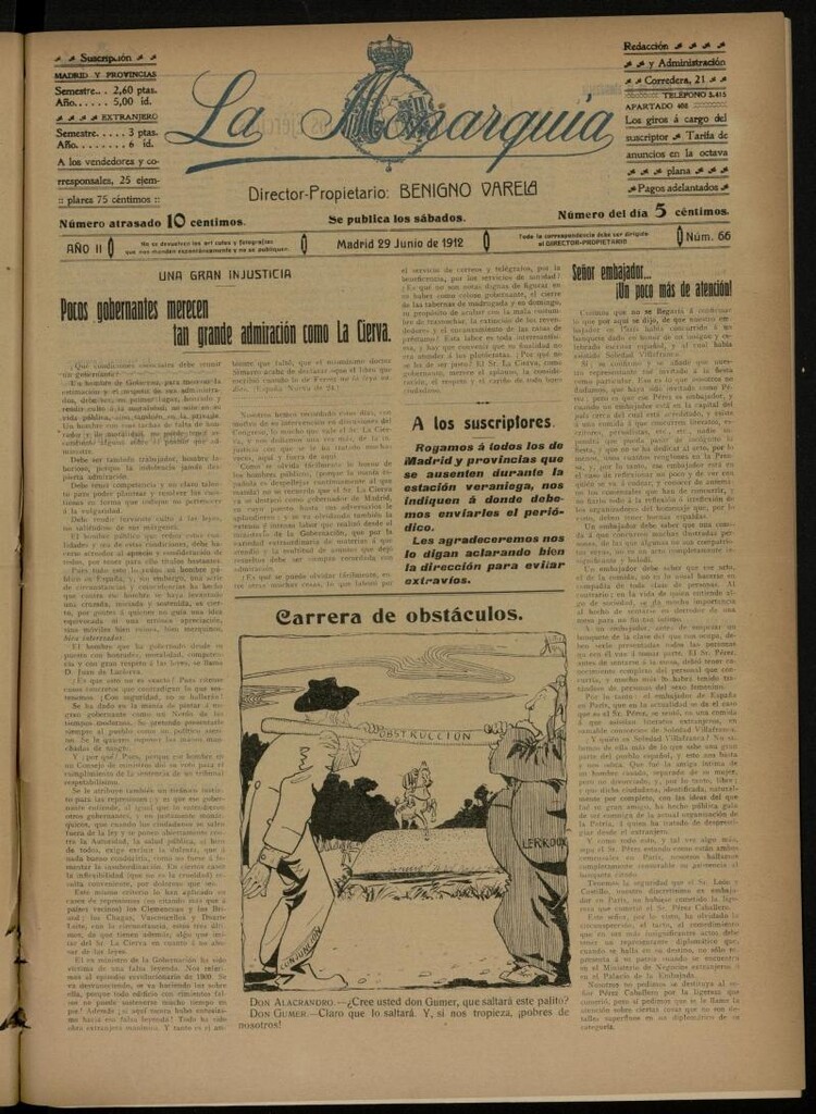 Miniatura de La Monarquía del 29 de junio de 1912, nº 66