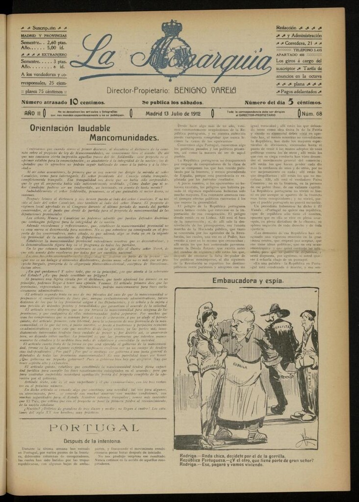 Miniatura de La Monarquía del 13 de julio de 1912, nº 68