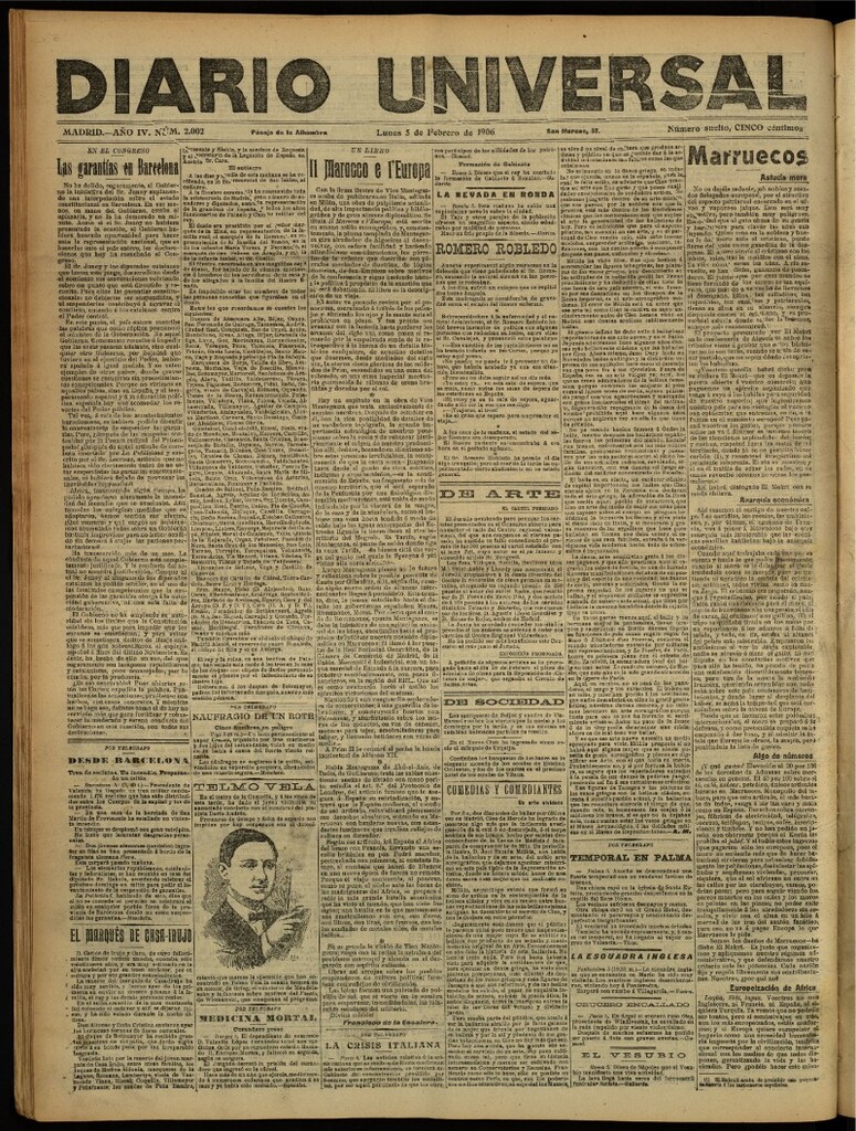 Miniatura de Diario Universal del 5 de febrero de 1906, edición de noche