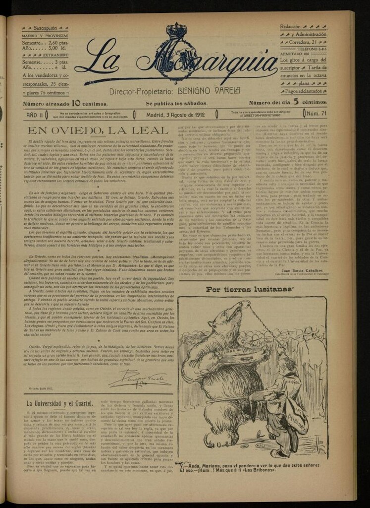 Miniatura de La Monarquía del 3 de agosto de 1912, nº 71