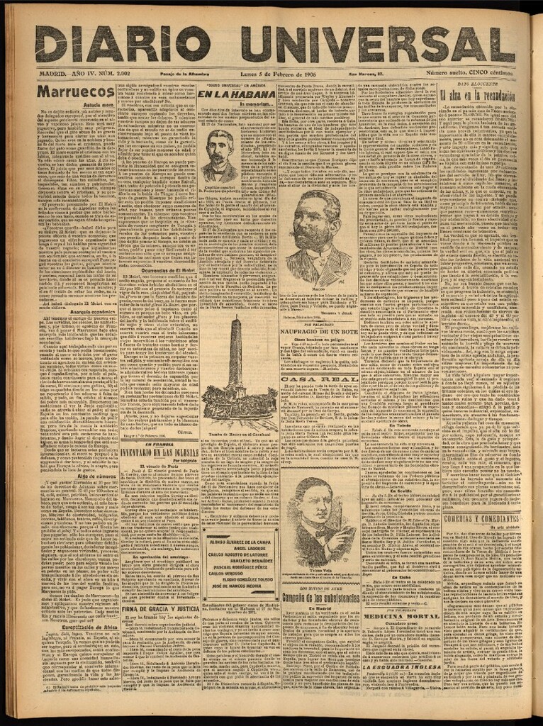 Miniatura de Diario Universal del 5 de febrero de 1906, edición de tarde