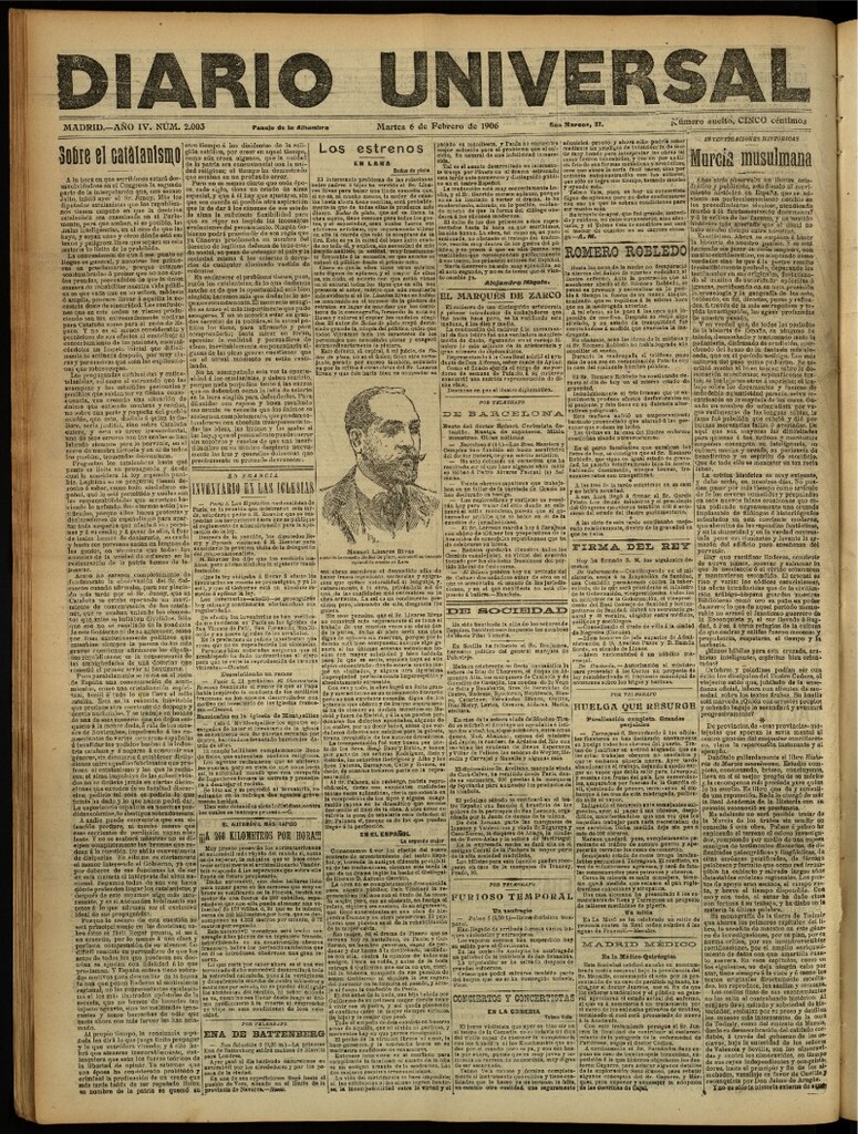 Miniatura de Diario Universal del 6 de febrero de 1906, edición de noche