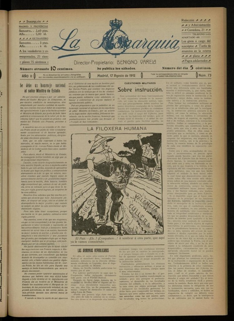 Miniatura de La Monarquía del 17 de agosto de 1912, nº 73