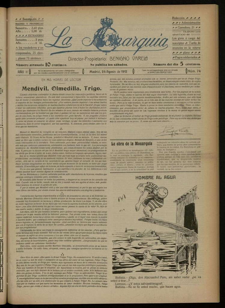 Miniatura de La Monarquía del 24 de agosto de 1912, nº 74