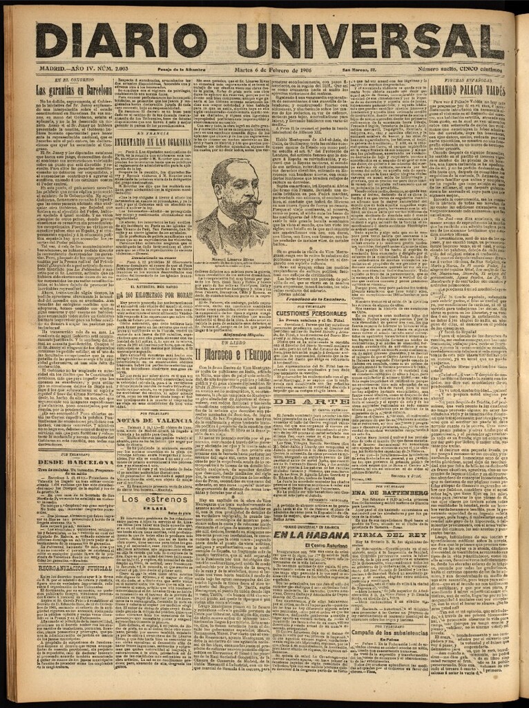 Miniatura de Diario Universal del 6 de febrero de 1906, edición de tarde