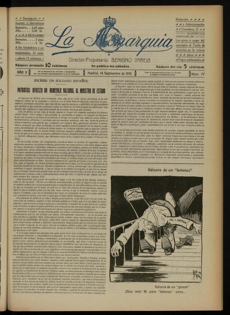 Miniatura de La Monarquía del 14 de septiembre de 1912, nº 77