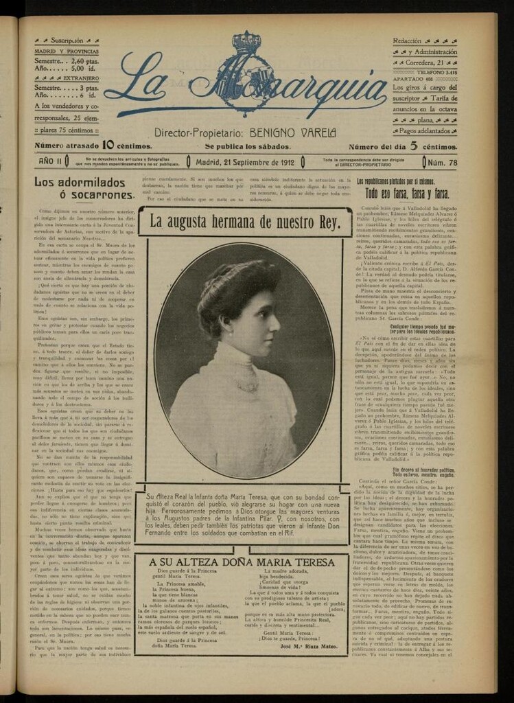 Miniatura de La Monarquía del 21 de septiembre de 1912, nº 78