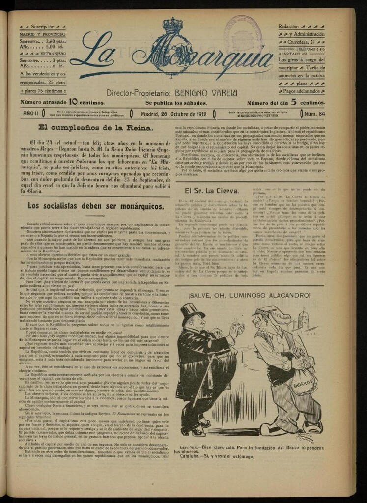 Miniatura de La Monarquía del 26 de octubre de 1912, nº 84