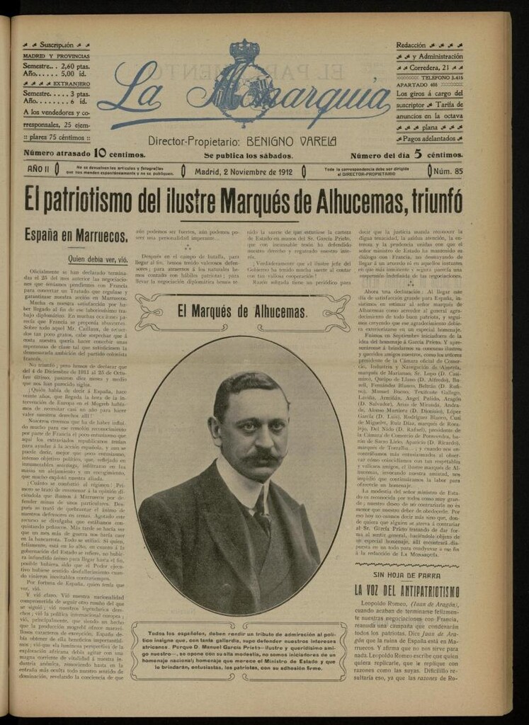 Miniatura de La Monarquía del 2 de noviembre de 1912, nº 85