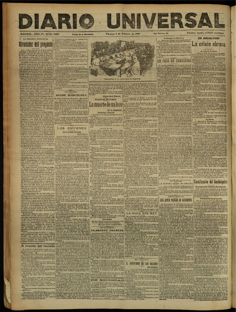 Miniatura de Diario Universal del 9 de febrero de 1906, edición de noche
