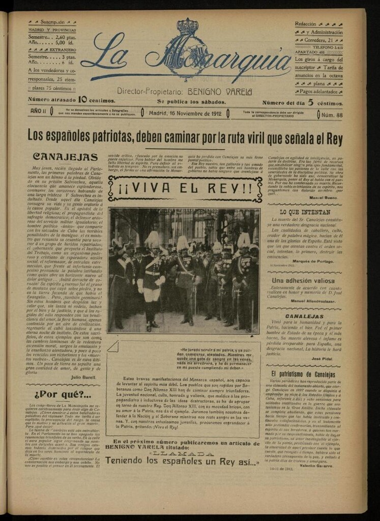 Miniatura de La Monarquía del 16 de noviembre de 1912, nº 88