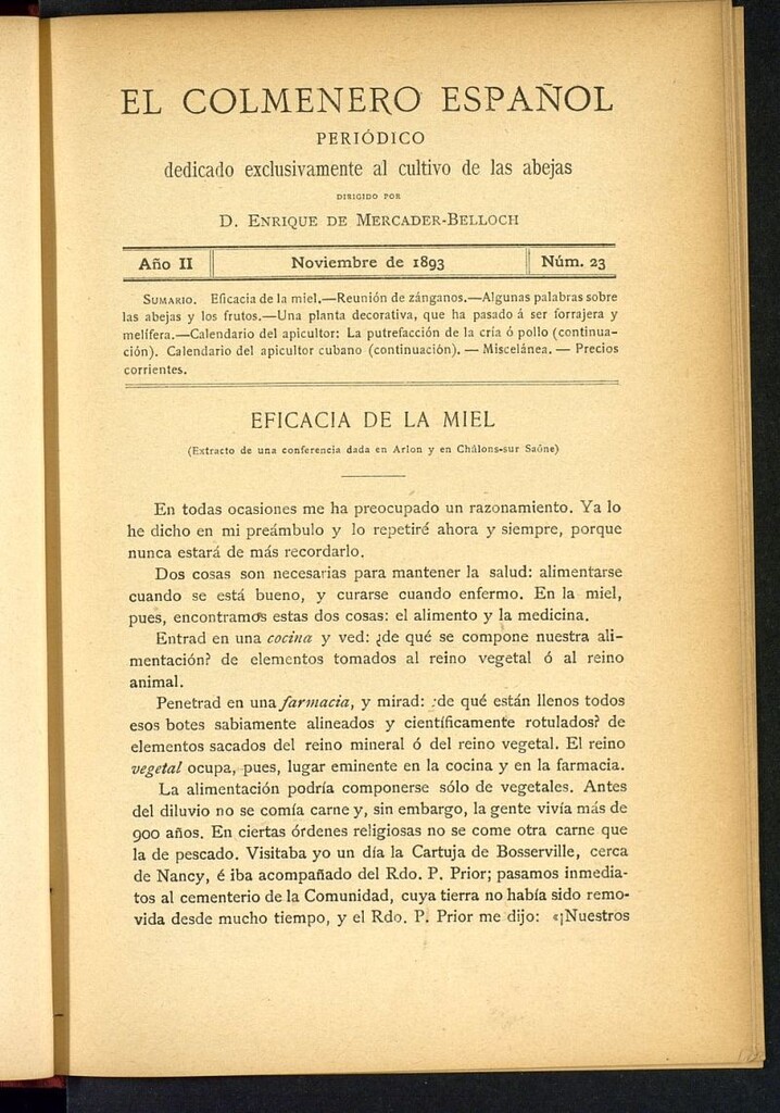 Miniatura de El Colmenero Español de noviembre de 1893