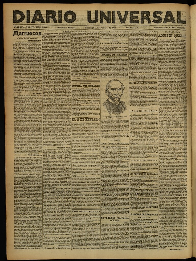 Miniatura de Diario Universal del 11 de febrero de 1906, edición de noche