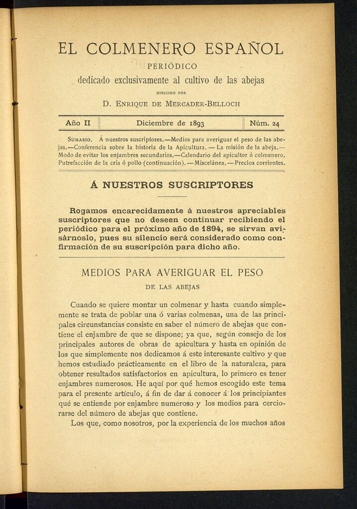 Miniatura de El Colmenero Español de diciembre de 1893