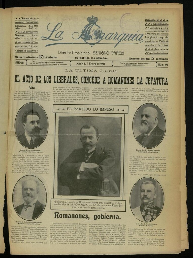 Miniatura de La Monarquía del 4 de enero de 1913, nº 95