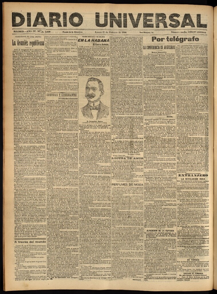 Miniatura de Diario Universal del 12 de febrero de 1906, edición de tarde