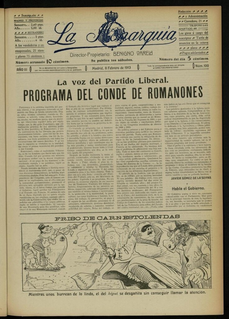 Miniatura de La Monarquía del 8 de febrero de 1913, nº 100