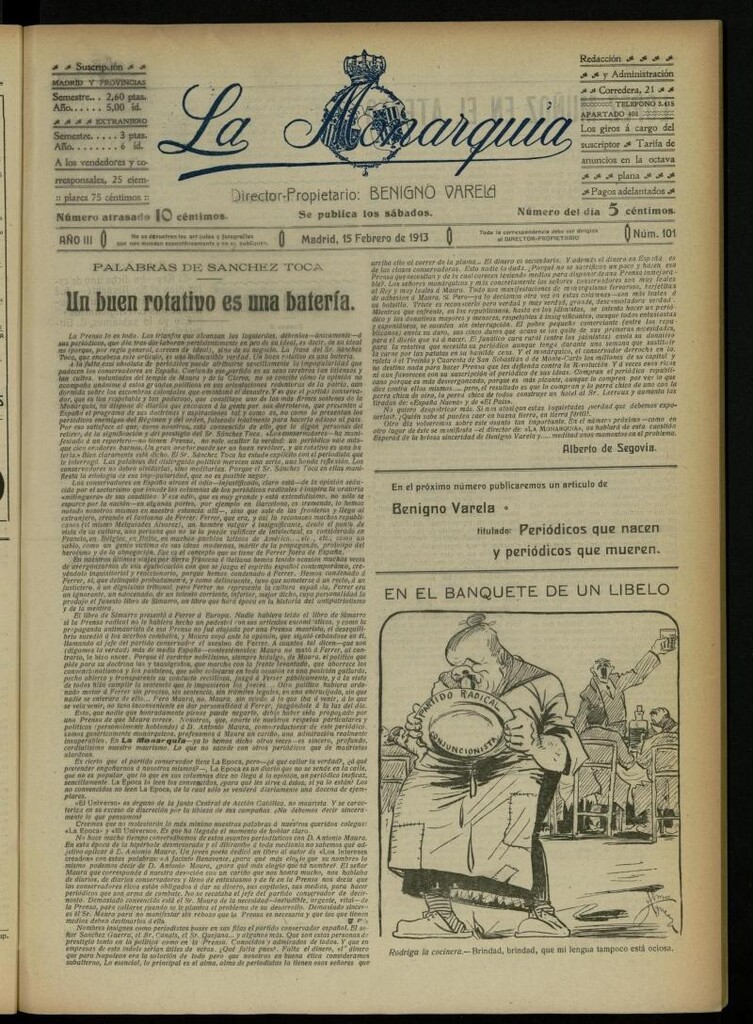 Miniatura de La Monarquía del 15 de febrero de 1913, nº 101