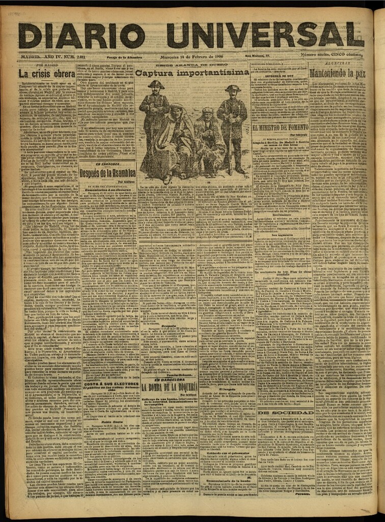 Miniatura de Diario Universal del 14 de febrero de 1906, edición de noche