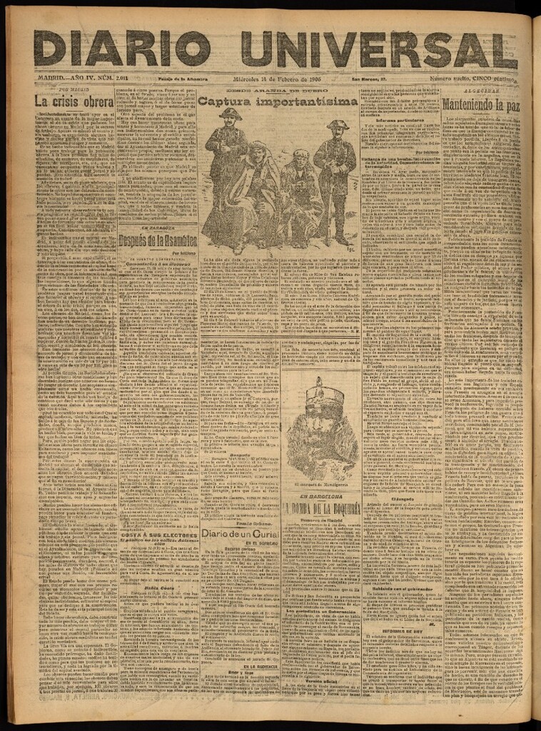 Miniatura de Diario Universal del 14 de febrero de 1906, edición de tarde